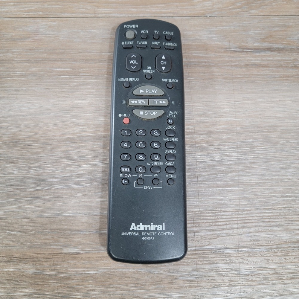 Admiral Universal Remote Control G0105AJ Black TV VCR Cable Vintage Replacement